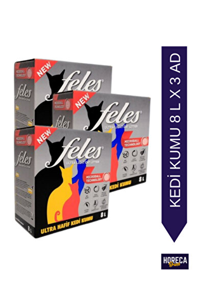 FASTPATİ Feles Natural Tozsuz Karbonlu Kedi Kumu 8 Litre 3 Adet