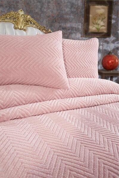 Çeyiz Diyarı Ultrasonik Welsoft Çift Kişilik Yatak Örtüsü 230x250 Pudra