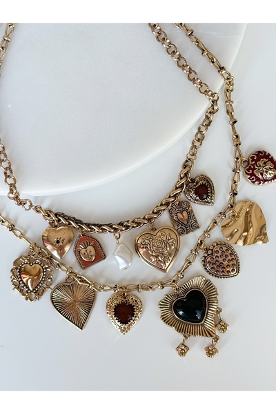 CHARMLUCKY ANTİK KALP CHARM 2Lİ KOLYE