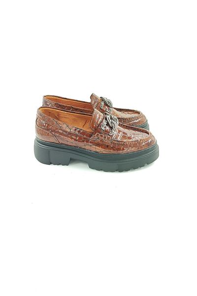 MİLONEK 2024130831   Men's Brown Crocodile Loafer - Buckle Casual Shoes