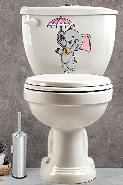Echo Home ملصق حمام على شكل فيل لطيف مع مظلة راقصة
