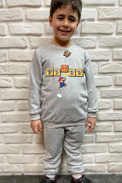 endudu Super Mario Printed Children's Set - Set of 2 100% Cotton Kindergarten-Nursery