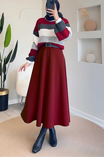 CNG MODA تنورة حجاب واسعة من القماش المنتفخ للسيدات