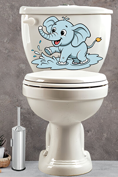 Echo Home Su Sıçratan Minik Sevimli Fil Klozet Sticker Banyo Sticker