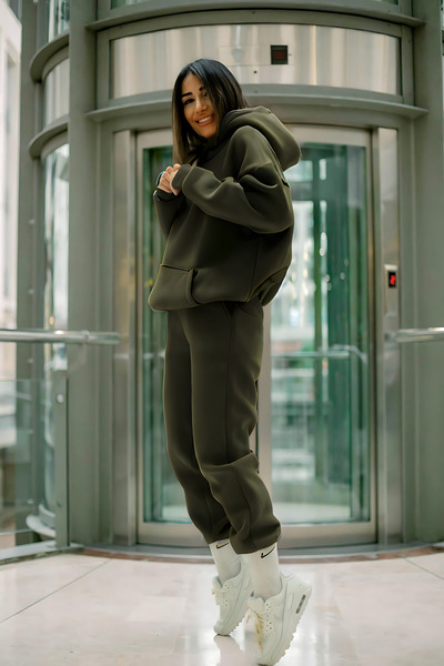 CMZ COLLECTİON Γυναικείο σετ φόρμας χωρίς στάμπα, ίσιο, oversized, με κουκούλ...