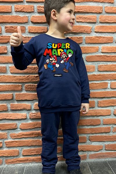 endudu Super Mario Printed Cartoon Flim Character Children's 2-Piece Set Kindergarten-Nursery Set
