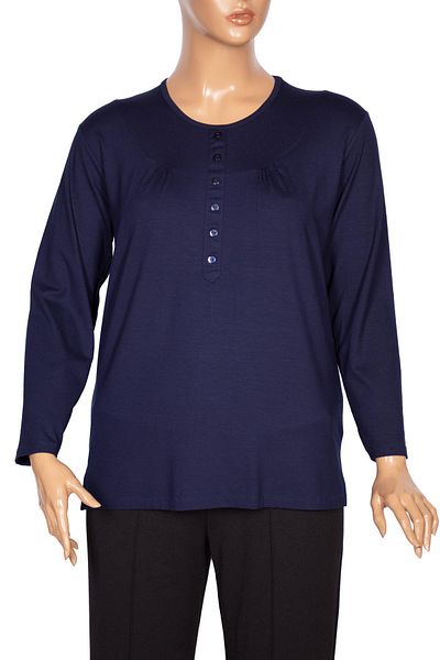 Pıtırcık Cimariva Women's Arsu Plus Size Robe Ornamental Buttoned Navy Blue Blouse