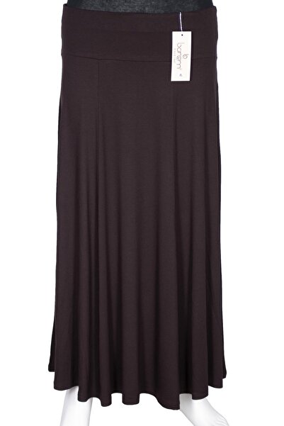 Barem Καφέ Λαμία Χτενισμένη Βαμβακερή Φούστα - Με Κορσάζ και Μπούκλες