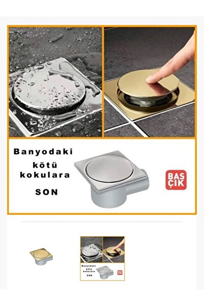 İSAOĞLU YAPI Banyo Yer Sifonu Yer Süzgeci Krom Renk Bas Bırak Sistem Koku Yapmaz Özel Tasarım