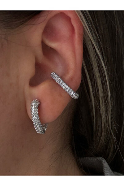 bijuxbymrv Zirkon Taşlı Kalp Earcuff (Kıkırdak Küpesi)