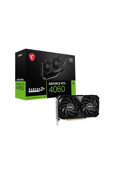 MSI Geforce Rtx4060 Ventus 2X Black 8Gb Oc Gddr6 Dlss 3 128 Bit Graphics Card