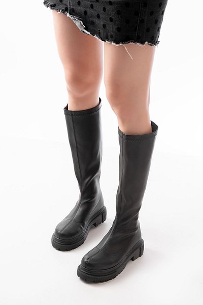 ELLOLİTA LUXURY SHOES 812-301 Μαύρες Stretch Πίσω φερμουάρ καθημερινές γυναικείες μπότες