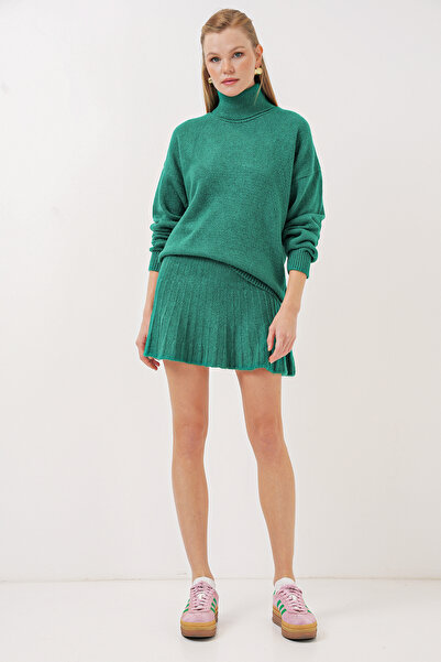 Bigdart 15891 Зелений комплект светр та спідниця Zumrut