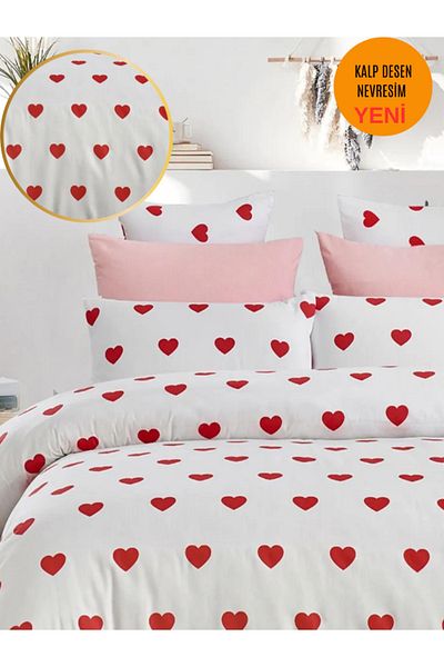 Sheri Home Σετ Παπλωματοθήκη Καρδιά Διπλό Σεντόνι 889221969488