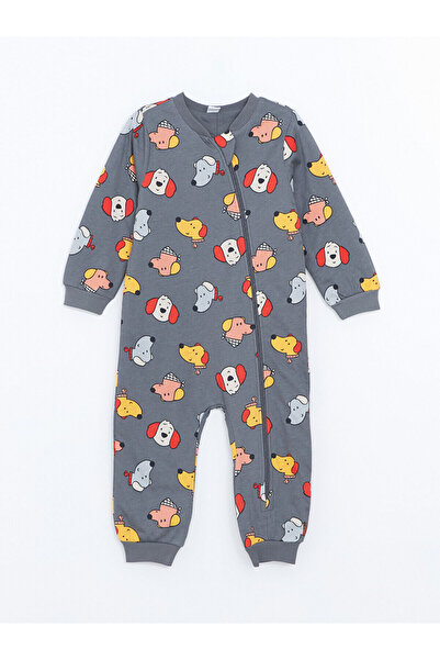 LC Waikiki Baby Gri 1 Tog Bisiklet Yaka Uzun Kollu Erkek Bebek Tulum