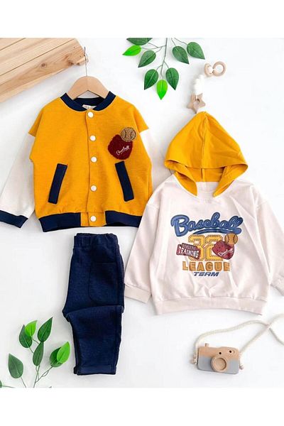 Necix's Baseball Team Snap Cardigan Seasonal 3-Piece Set
