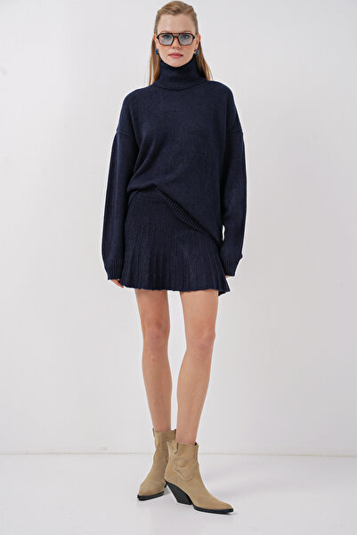 Bigdart 15891 Темно-синій комплект зі светром та спідницею