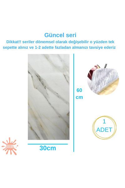 Renkli Duvarlar Bs1764 - Panou de acoperire a peretelui WC pentru baie cu model de marmură flexibilă 60x30cm