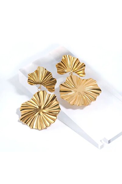 DM -Care Vintage Floral Print Dangle Steel Earrings