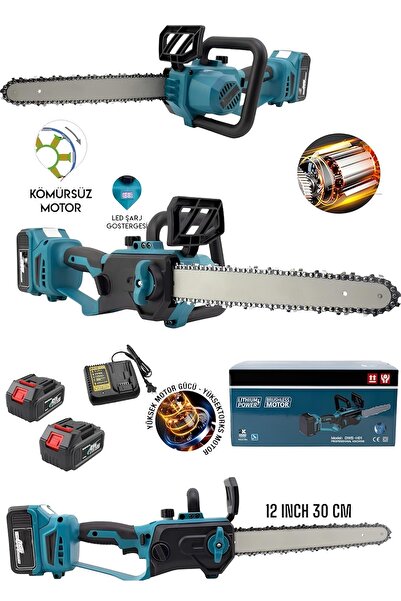 OG GERMANY STEEL GERMANY ÇOK Güçlü Çift Akülü Şarjlı Testere Ağaç Odun Dal Ke...