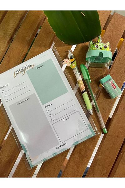 EyER Shoping Pachet cadou de papetărie pentru planificator zilnic de culoare verde