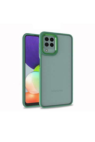 Techaks Galaxy A12 Case Metal Camera Protruding Edges Colored Transparent Cov...
