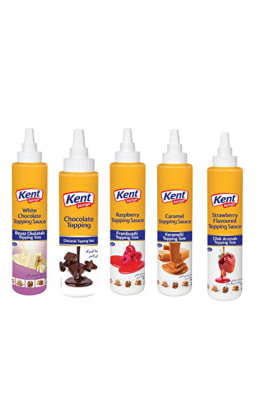 Kent Boringer Topping Sos Seti (Dekor Sosu) Frambuaz Çikolata Karamel Çilek Beyaz Çikolata