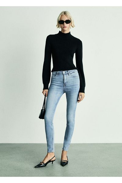 MANGO Woman Blugi skinny cu talie înaltă