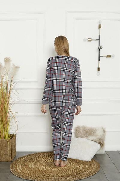 Akasya Women's Plaid Patterned Fleece Pajama Set 02133