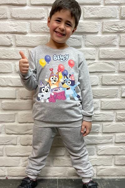 endudu Bluey Printed Stripe Flim Character Children's 2-Piece Set Kindergarten-Nursery Set 100% Cotton