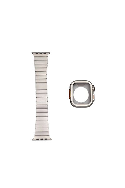 SBY TEKNOLOJİ ساعة أبل الترا 49 ملم متوافقة مع KRD-126 سلك معدني مع واقي حماي...