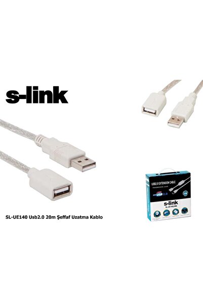 S-LINK Sl-ue140 20mt 2.0 Usb Şeffaf Uzatma Kablosu