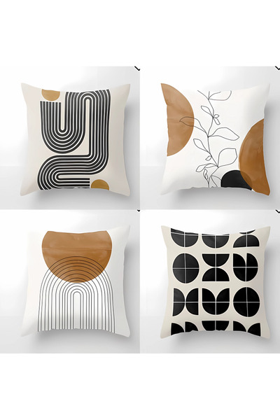 ALAMODECOR Set de huse pentru perne pentru scaun, cu model Bohemian Omega, cu două fețe, digital, cu imprimeu (4 bucăți)