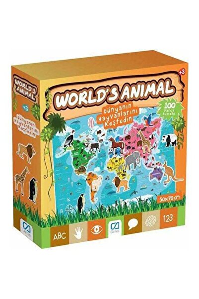 mavi su dünyası Explore the Animals of the World 100 Piece Puzzle - Blue Wate...