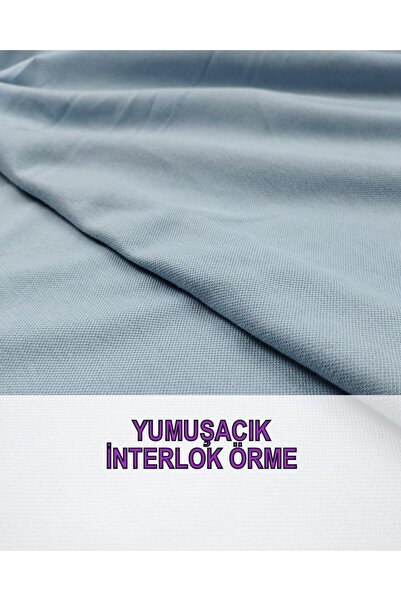 Kumaş Parça Відкритий синій трикотажний інтерлок - 160 см x 300 см