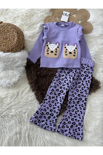 EKNKİDS Ribbed Winter Leopard Print Suit
