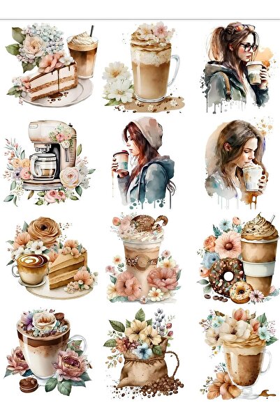 Belinay Bulutay Kahve Ve Çiçek Temalı Sticker
