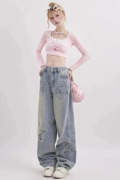 EDVESS Star Detail Blue Snow Washed Trousers