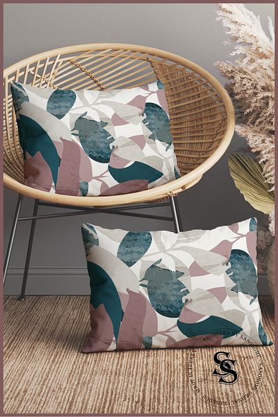 SasoHome Simple Surreal Autumn Leaves Patterned 2-Piece Rectangle Throw Pillow Cover