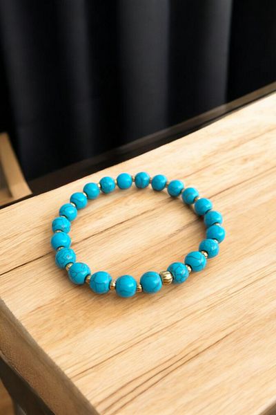 MGA DOĞAL TAŞ Turquoise Dorica Bracelet - Real Genuine Certified Natural Stone