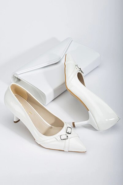 Satenora Valeria White Patent Leather Stiletto & Bag Set