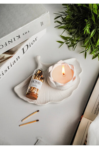 LALEZEN HOME Yaprak Set - Yaprak stant Gül Mum fanus kibrit