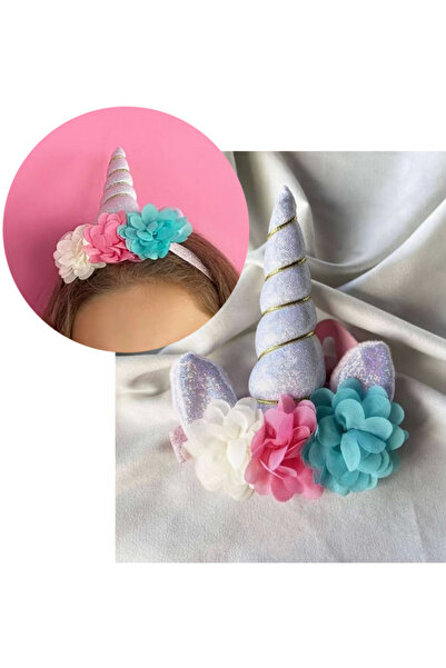 MutluBiDünya Unicorn Figürlü Kız Çocuk Bebek Saç Bandı Bandana