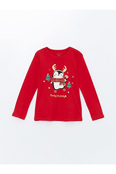 LC Waikiki LCW baby Bisiklet Yaka Yılbaşı Temalı Kız Bebek Pijama Takım