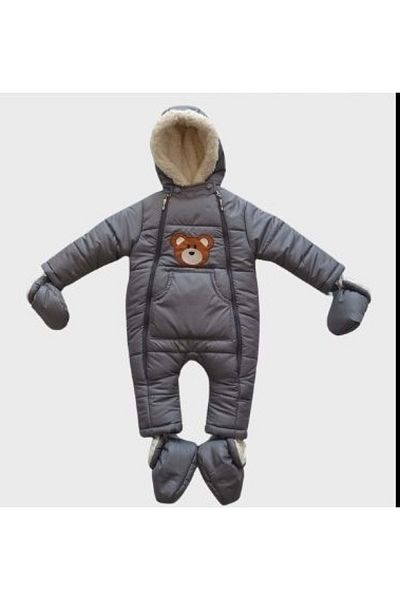 coppa kids رومبير تزلج للأطفال من عمر 9 إلى 12 شهرًا - لون مدخن، ملابس ثلج شتوية مطرزة