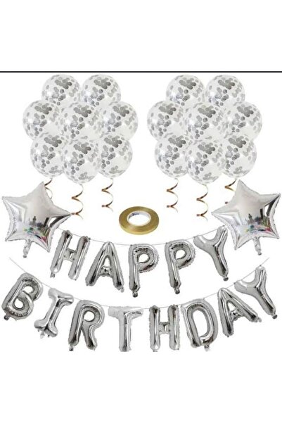 DÜVENCİ TİCARET ŞEFFAF BALONLU HAPPY BIRTHDAY FOLYO BALON SET