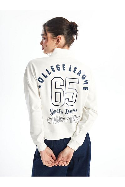 LC Waikiki Дамска туника с щампа и яка стойка Lcwk Oversize