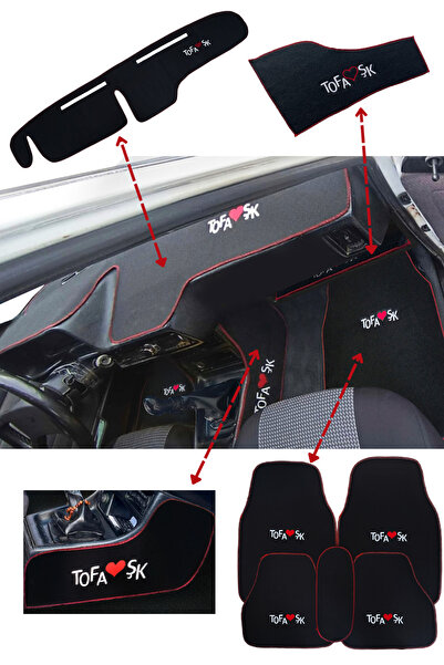 TUSBA MARKET Tofaş Şahin Doğan Kartal Nakışlı Oto Halı Paspas | Tofaş Alçak Torpido Vites Konsol Koruma Seti