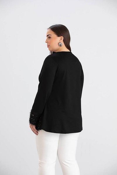 Butik Ayseba Women's Black Sequin Sequin Detailed Stylish Tunic Blouse