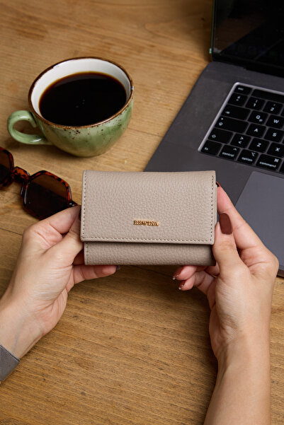 REWİNA 9147 Модель Бежевий жіночий гаманець - натуральна шкіра та акордеон